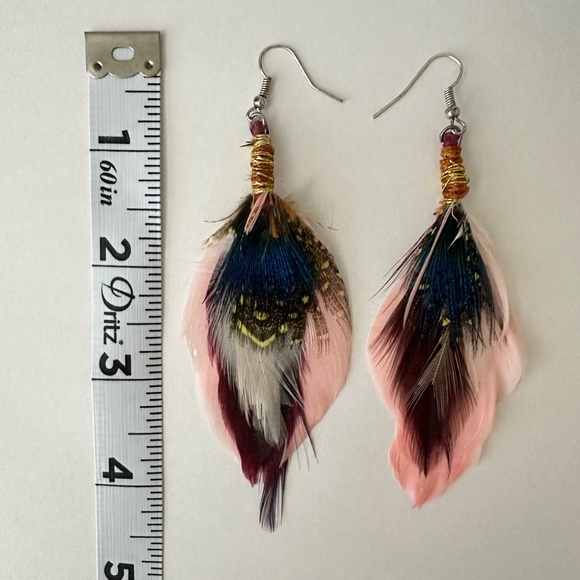 American Eagle Multi Color Feather Earrings - Picture 3 of 4